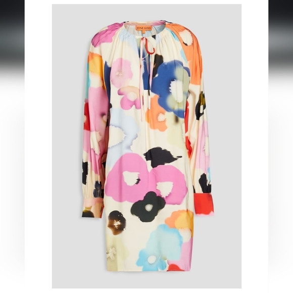 GUC Stine Goya Dounya Floral Voile Mini Dress Light Fluid Eco Vero, Size XS - Picture 10 of 13